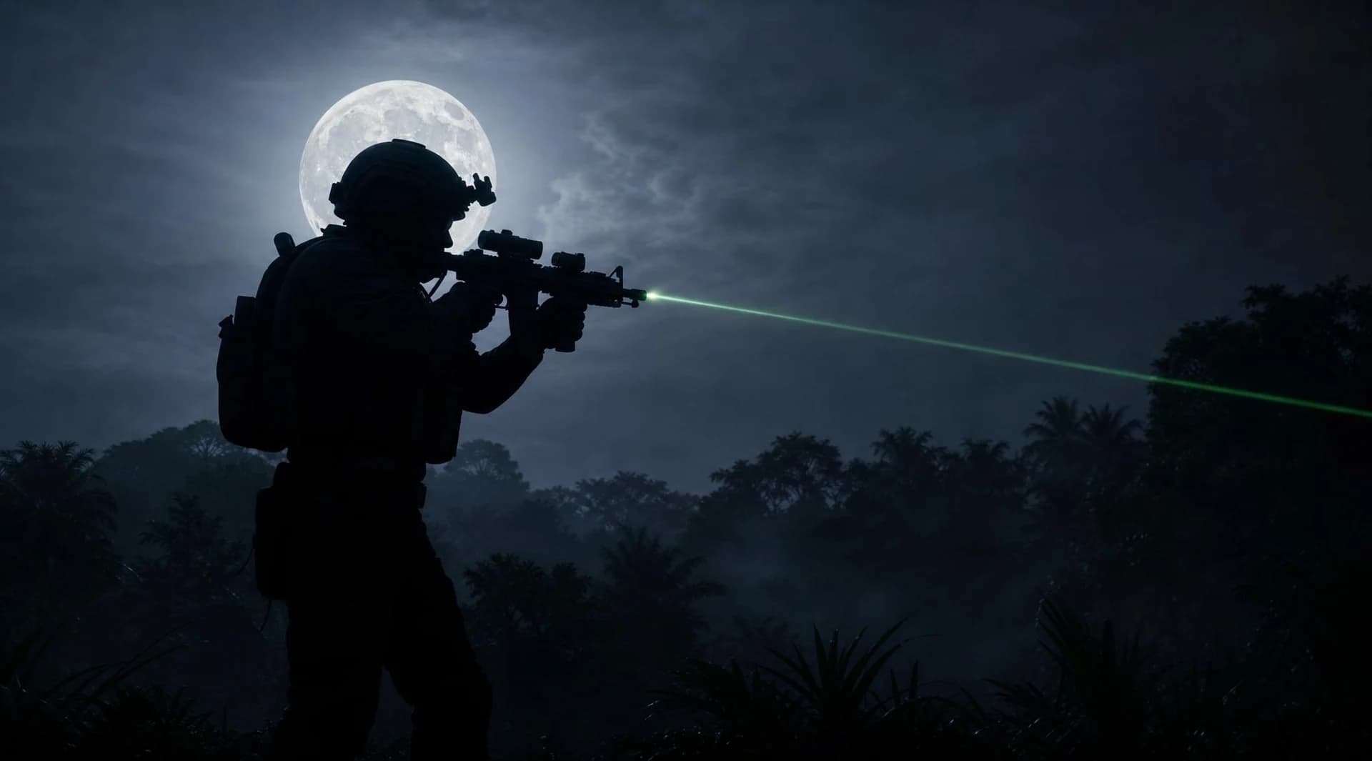 Ranger — armed soldier silhouetted against the moon; project promotional artwork